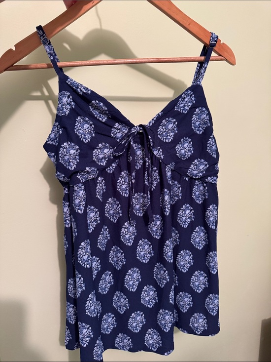 Mystyle Tops - Never Worn 🩵 Women’s Navy Blue Printed Spaghetti Strap Tank Top